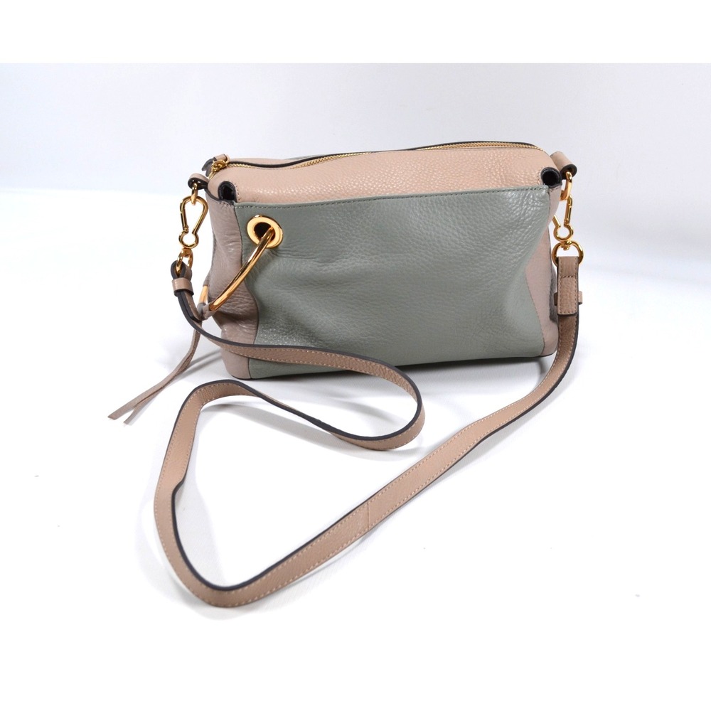 Vince Camuto Womens Leather Satchel Handbag Removable Crossbody Strap Tan Green